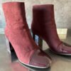 Womens Burgundy Deichmann Ankle Boots, Size 5UK Suede PU Leather Toe Design