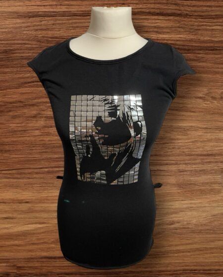 Womens Little Black Dress With Silver Sequin Front Motif Size 4-6