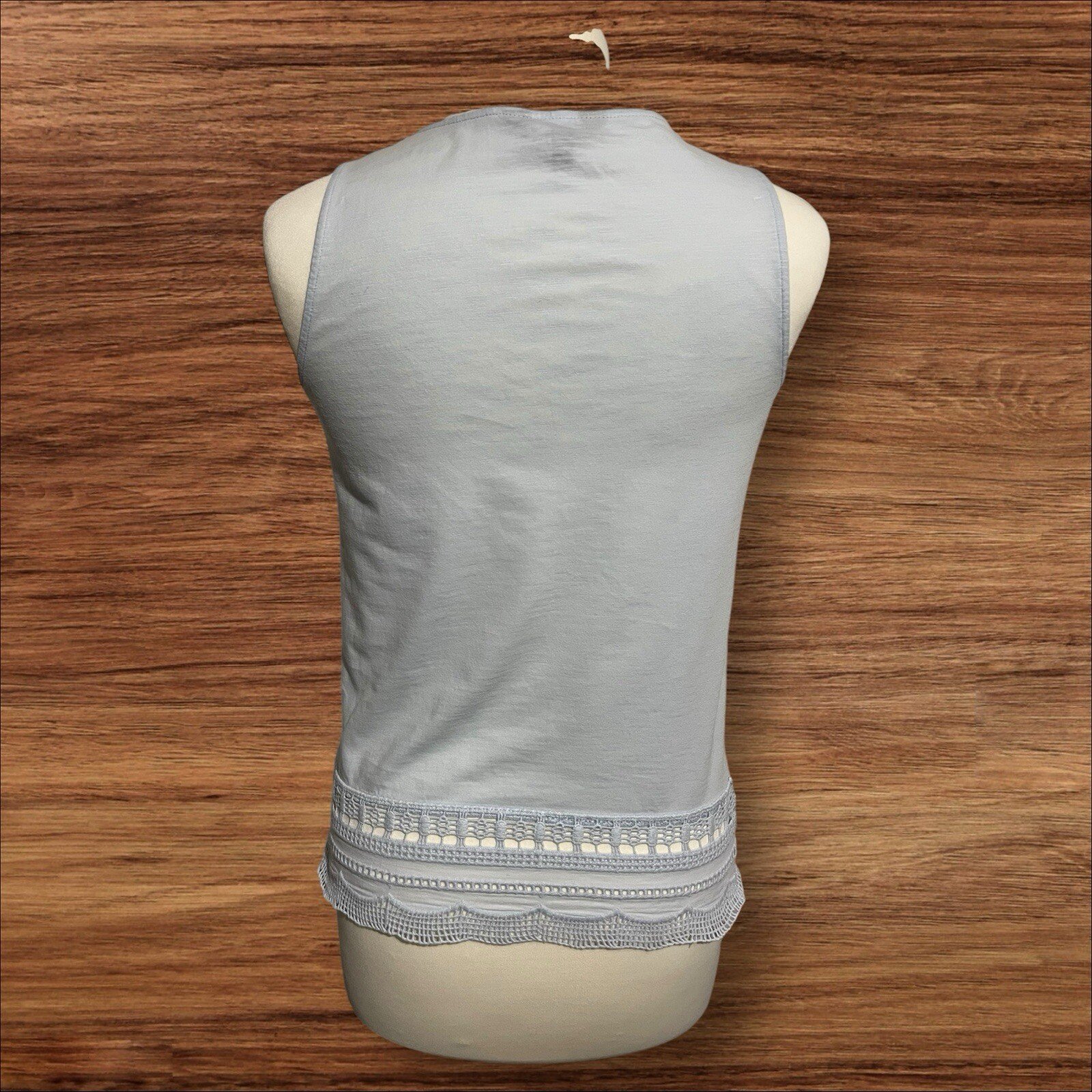 Womens New Look Light Blue Cotton Top With Detail Bottom Sleeveless Size 10